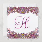 Lime Green Gold Damask Wedding Invitation Kaart (Achterkant)