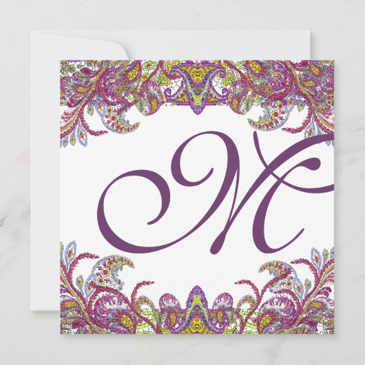 Lime Green Gold Damask Wedding Invitation Kaart (Achterkant)