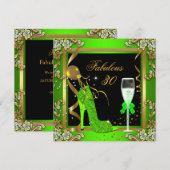 Lime Green Gold Fabulous 30-jarig feest Kaart (Voorkant / Achterkant)