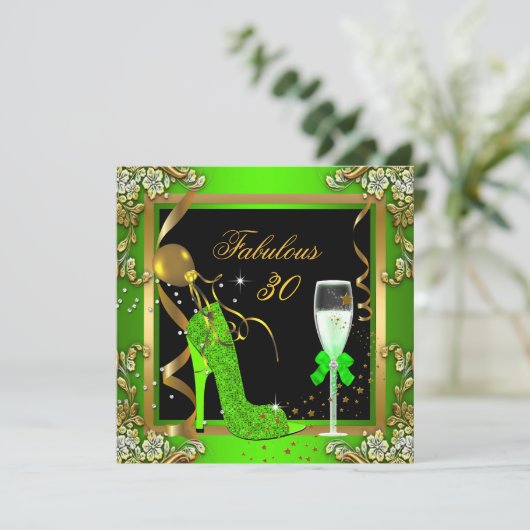 Lime Green Gold Fabulous 30-jarig feest Kaart (Staand voorkant)