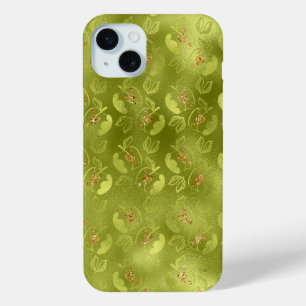 LIME GREEN & GOLD HERFST HERFSTAPPELS iPhone 15 MINI HOESJE