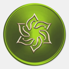 Lime Green Gold Star van David Envelope Seal Ronde Sticker
