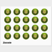 Lime Green Gold Star van David Envelope Seal Ronde Sticker (Vel)