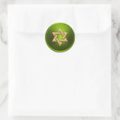 Lime Green Gold Star van David Envelope Seal Ronde Sticker (Tas)