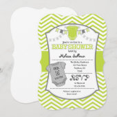 Lime Green Gray Chevron Baby shower Uitnodiging (Voorkant / Achterkant)