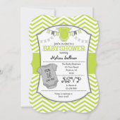 Lime Green Gray Chevron Baby shower Uitnodiging (Voorkant)