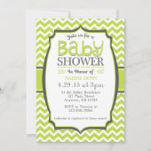 Lime Green Gray Chevron Baby shower Uitnodiging (Voorkant)