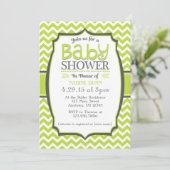 Lime Green Gray Chevron Baby shower Uitnodiging (Staand voorkant)