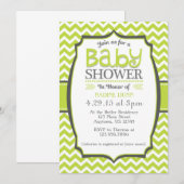 Lime Green Gray Chevron Baby shower Uitnodiging (Voorkant / Achterkant)