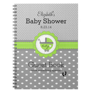 Lime Green & Gray Polka Dot Baby shower Guest Book Notitieboek