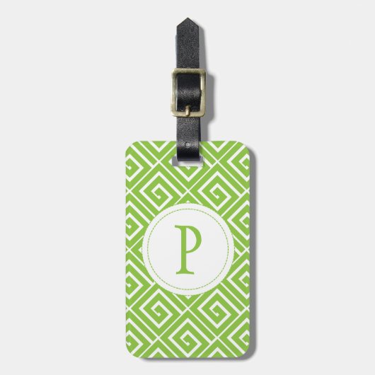 Lime Green Greek Spirals Bagagelabel (Voorkant verticaal)