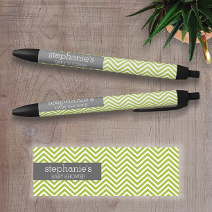 Lime Green & Grey Gender Neutral Baby shower Suite Zwarte Inkt Pen