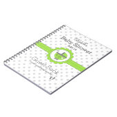 Lime Green & Grey Polka Dot Baby shower Gastenboek Notitieboek (Linkerzijde)