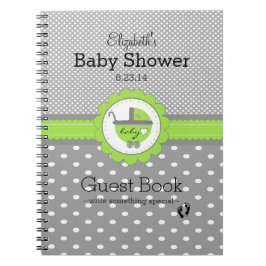 Lime Green & Grey Polka Dot Baby shower Gastenboek Notitieboek