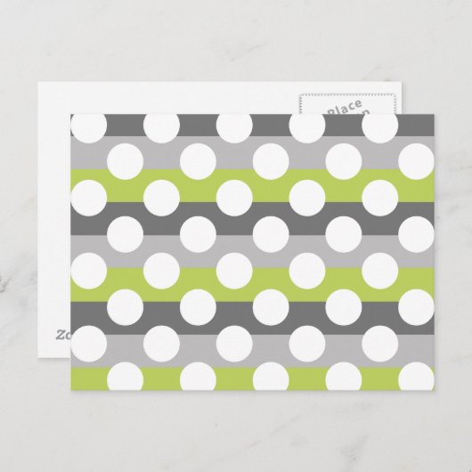 Lime Green Grey White Modern Polka Dot Pattern Briefkaart (Voorkant / Achterkant)