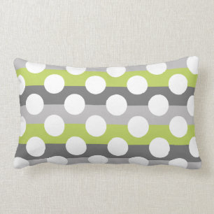 Lime Green Grey White Modern Polka Dot Pattern Kussen