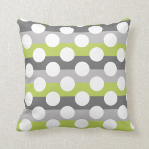 Lime Green Grey White Modern Polka Dot Pattern Kussen