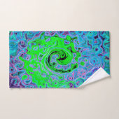 Lime Green Groovy Abstract Retro Liquid Swirl Bad Handdoek (Handdoek)