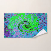 Lime Green Groovy Abstract Retro Liquid Swirl Bad Handdoek (Handdoek)