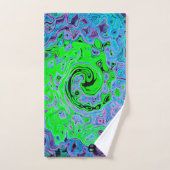 Lime Green Groovy Abstract Retro Liquid Swirl Bad Handdoek (Handdoek)