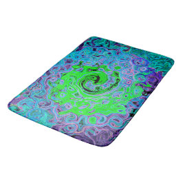 Lime Green Groovy Abstract Retro Liquid Swirl Badmat