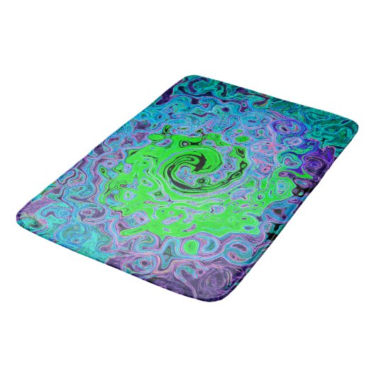 Lime Green Groovy Abstract Retro Liquid Swirl Badmat (Gekanteld)