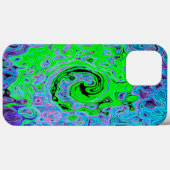 Lime Green Groovy Abstract Retro Liquid Swirl Case-Mate iPhone Case (Achterkant (horizontaal))
