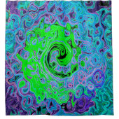 Lime Green Groovy Abstract Retro Liquid Swirl Douchegordijn (Voorkant)