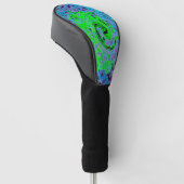 Lime Green Groovy Abstract Retro Liquid Swirl Golfheadcover (Schuin)