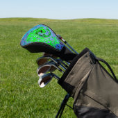 Lime Green Groovy Abstract Retro Liquid Swirl Golfheadcover (Insitu)