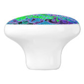 Lime Green Groovy Abstract Retro Liquid Swirl Keramische Knop (Zijkant)