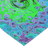 Lime Green Groovy Abstract Retro Liquid Swirl Lange Tafelloper (Hoek)