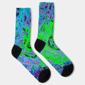 Lime Green Groovy Abstract Retro Liquid Swirl Sokken (Rechts)