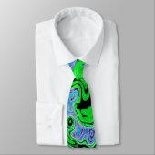 Lime Green Groovy Abstract Retro Liquid Swirl Stropdas (Gebonden)