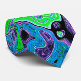 Lime Green Groovy Abstract Retro Liquid Swirl Stropdas