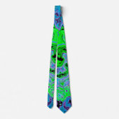 Lime Green Groovy Abstract Retro Liquid Swirl Stropdas (Achterkant)