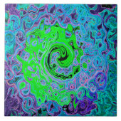 Lime Green Groovy Abstract Retro Liquid Swirl Tegeltje (Voorkant)