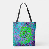 Lime Green Groovy Abstract Retro Liquid Swirl Tote Bag (Achterkant)