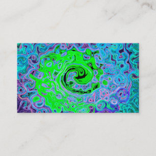 Lime Green Groovy Abstract Retro Liquid Swirl Visitekaartje