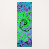 Lime Green Groovy Abstract Retro Liquid Swirl Yogamat (Voorkant)