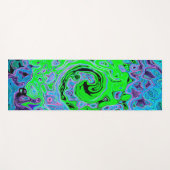 Lime Green Groovy Abstract Retro Liquid Swirl Yogamat (Voorkant (horizontaal))