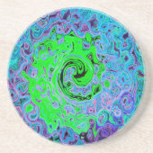 Lime Green Groovy Abstract Retro Liquid Swirl Zandsteen Onderzetter (Voorkant)