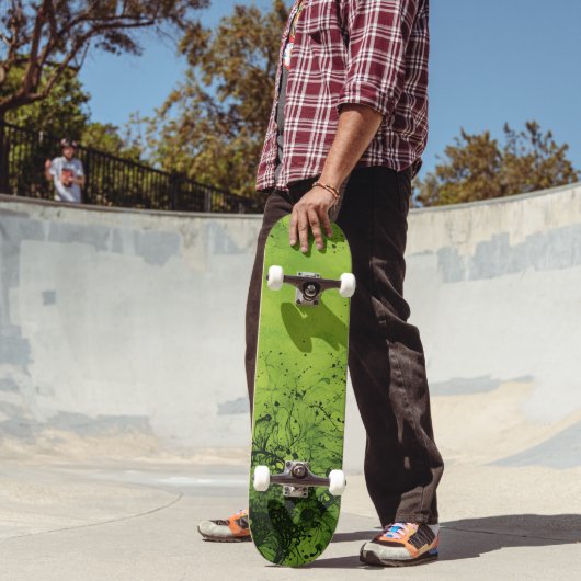Lime Green Grunge with Black Accents Persoonlijk Skateboard (Buiten 2)