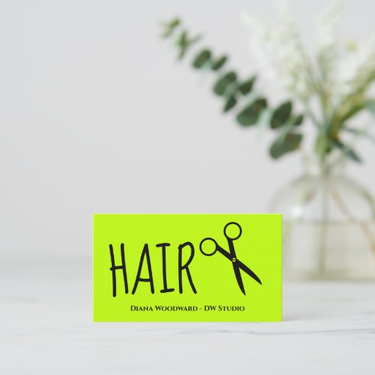 Lime Green Hairdressers Visitekaartje (Staand voorkant)