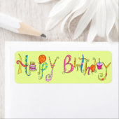 Lime Green Happy Birthday Address Label Sticker (Insitu)