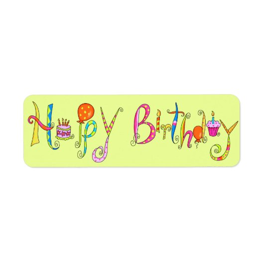 Lime Green Happy Birthday Address Label Sticker (Voorkant)