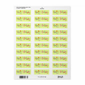 Lime Green Happy Birthday Address Label Sticker (Full Sheet)