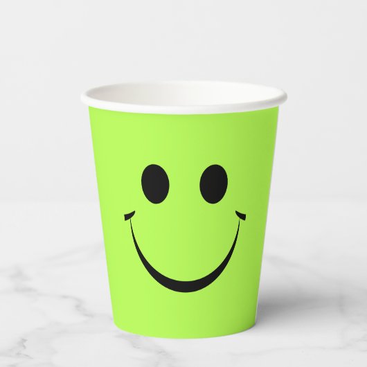 Lime Green Happy Face Birthday Papieren Bekers (Achterkant)