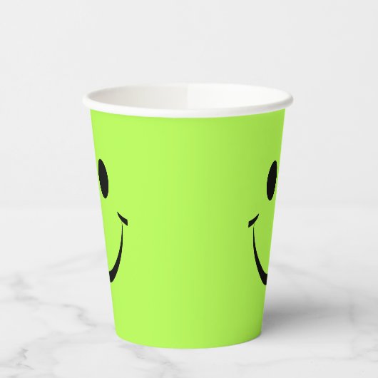 Lime Green Happy Face Birthday Papieren Bekers (Links)