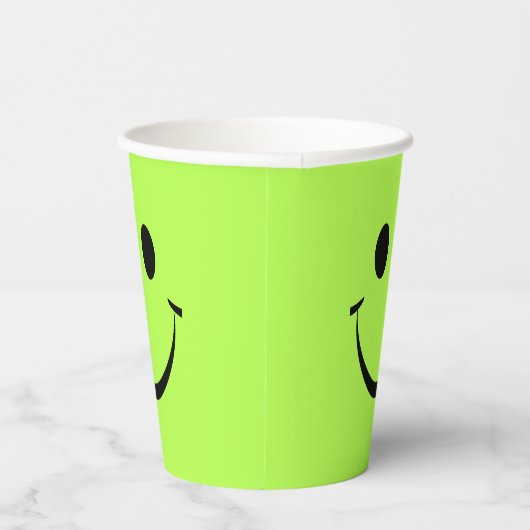 Lime Green Happy Face Birthday Papieren Bekers (Rechts)